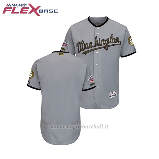 Maglia Baseball Uomo Washington Nationals 2018 Dia de los Caidos Flex Base Grigio
